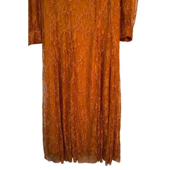 ZARA Vintage Inspired Small Lace Midi Dress In Burnt Orange - Picture 5 of 14